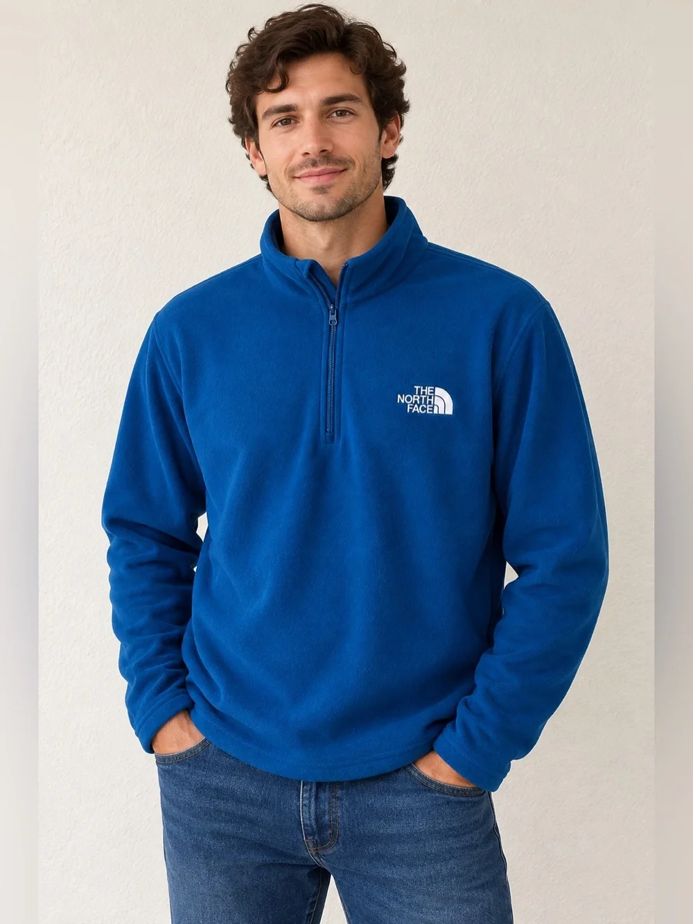 The North Face Men’s Medium Blue Fleece 1/4 Zip Pullover Jacket Outdoor